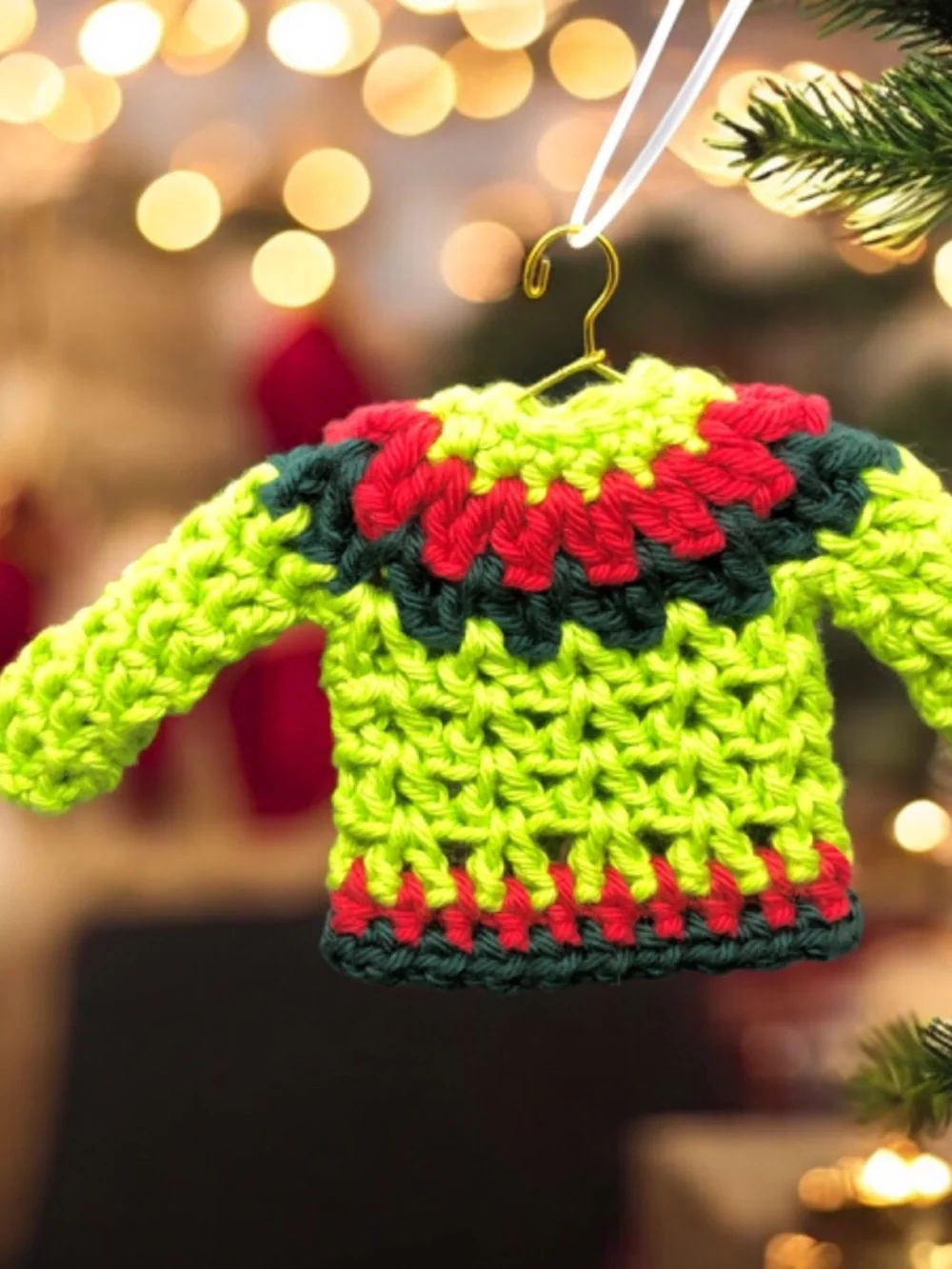 Mini Crochet Sweater Ornament, Gift Tag, Bag Accessory